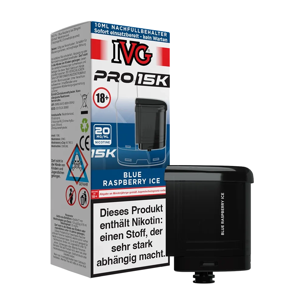 IVG - Pro 15K - 10ml Pod Nachfüllbehälter - Blue Raspberry Ice - 20mg IVG - Pro 15K - 10ml Pod Nachfüllbehälter - Blue Raspberry Ice - 20mg