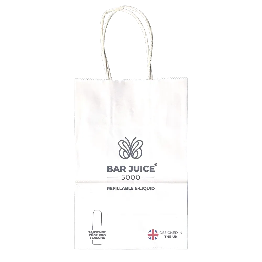 Bar Juice - Papiertüte - 135 x 200mm- 4/4-farbig - Weiß mit Papierkordel