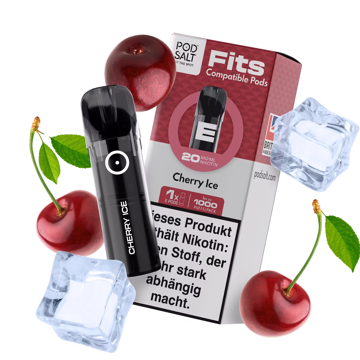Pod Salt - Fits - Prefilled Pod - Cherry Ice - 20mg - 2ml - 3er Pack