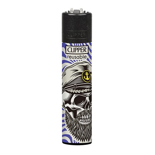 Clipper - Feuerzeug - Hipster Skull - 3v4 - wiederverwendbar