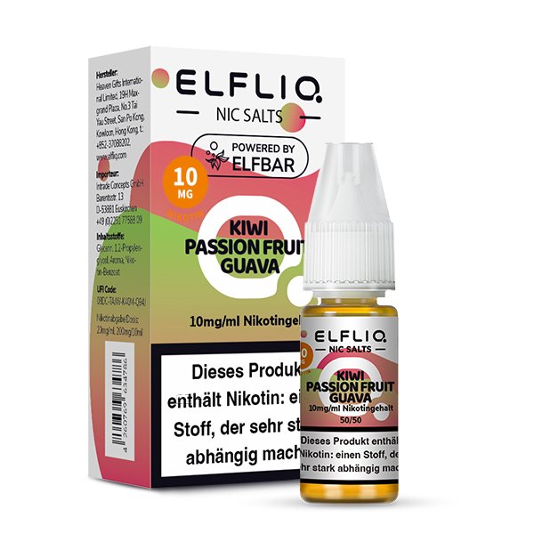Elfbar - ElfLiq - 10ml - Kiwi Passion Fruit Guava | Nikotinsalz-Stärke : 10mg