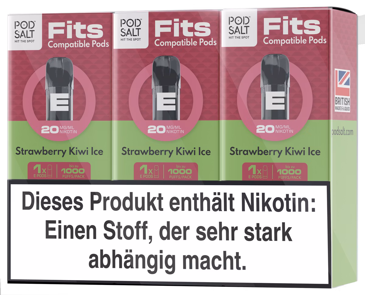 Pod Salt - Fits - Prefilled Pod - Strawberry Kiwi ice - 20mg - 2ml - 3er Pack Pod Salt - Fits - Prefilled Pod - Strawberry Kiwi ice - 20mg - 2ml - 3er Pack