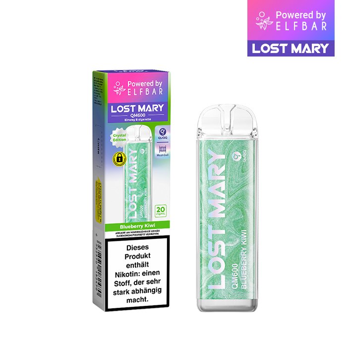 Lost Mary - QM600 - Einweg E-Zigarette - Blueberry Kiwi | Nikotinsalz-Stärke : 20mg | Paketgröße : 1er Packung