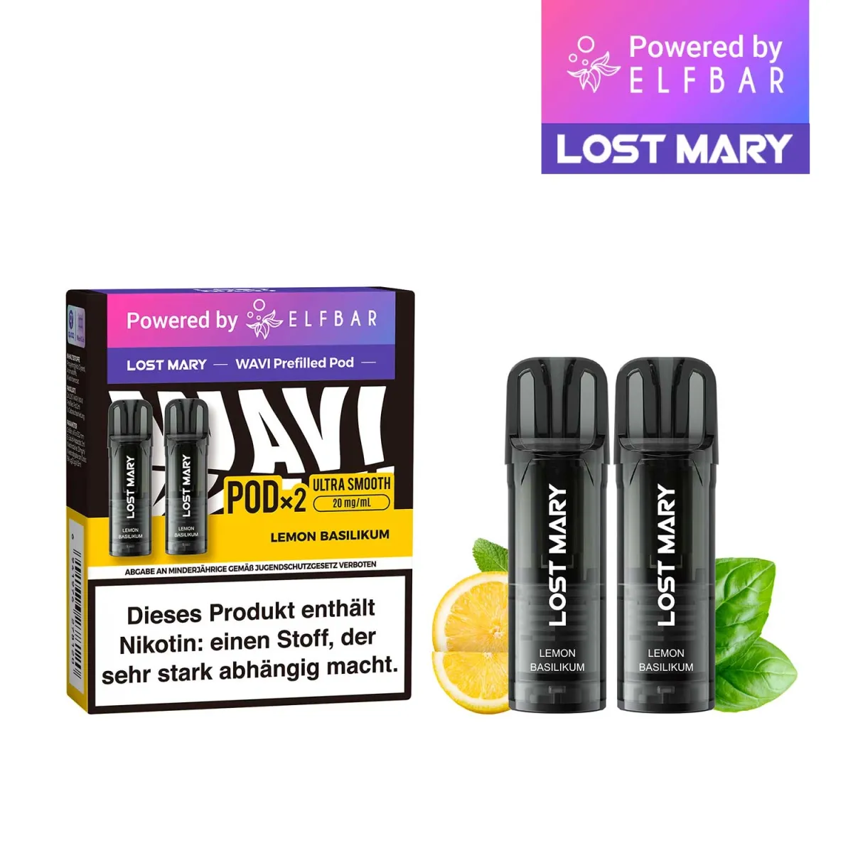 Lost Mary - Wavi - Prefilled Pods - Lemon Basilikum - 20mg
