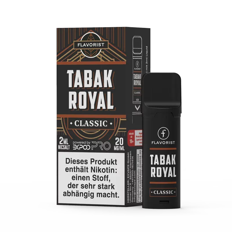 Flavorist - Prefilled Pod - Tabak Royal | Nikotinsalz-Stärke : 20mg | Paketgröße : 1er Packung Flavorist - Prefilled Pod - Tabak Royal | Nikotinsalz-Stärke : 20mg | Paketgröße : 1er Packung