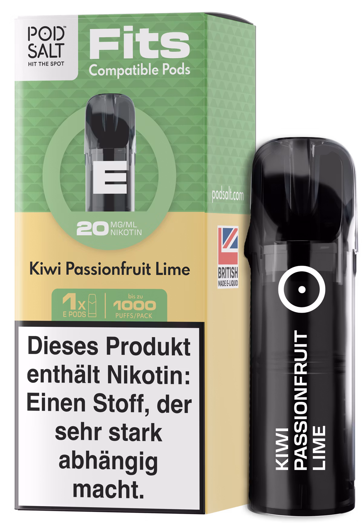 Pod Salt - Fits - Prefilled Pod - Kiwi Passionfruit Lime - 20mg - 2ml - 3er Pack Pod Salt - Fits - Prefilled Pod - Kiwi Passionfruit Lime - 20mg - 2ml - 3er Pack