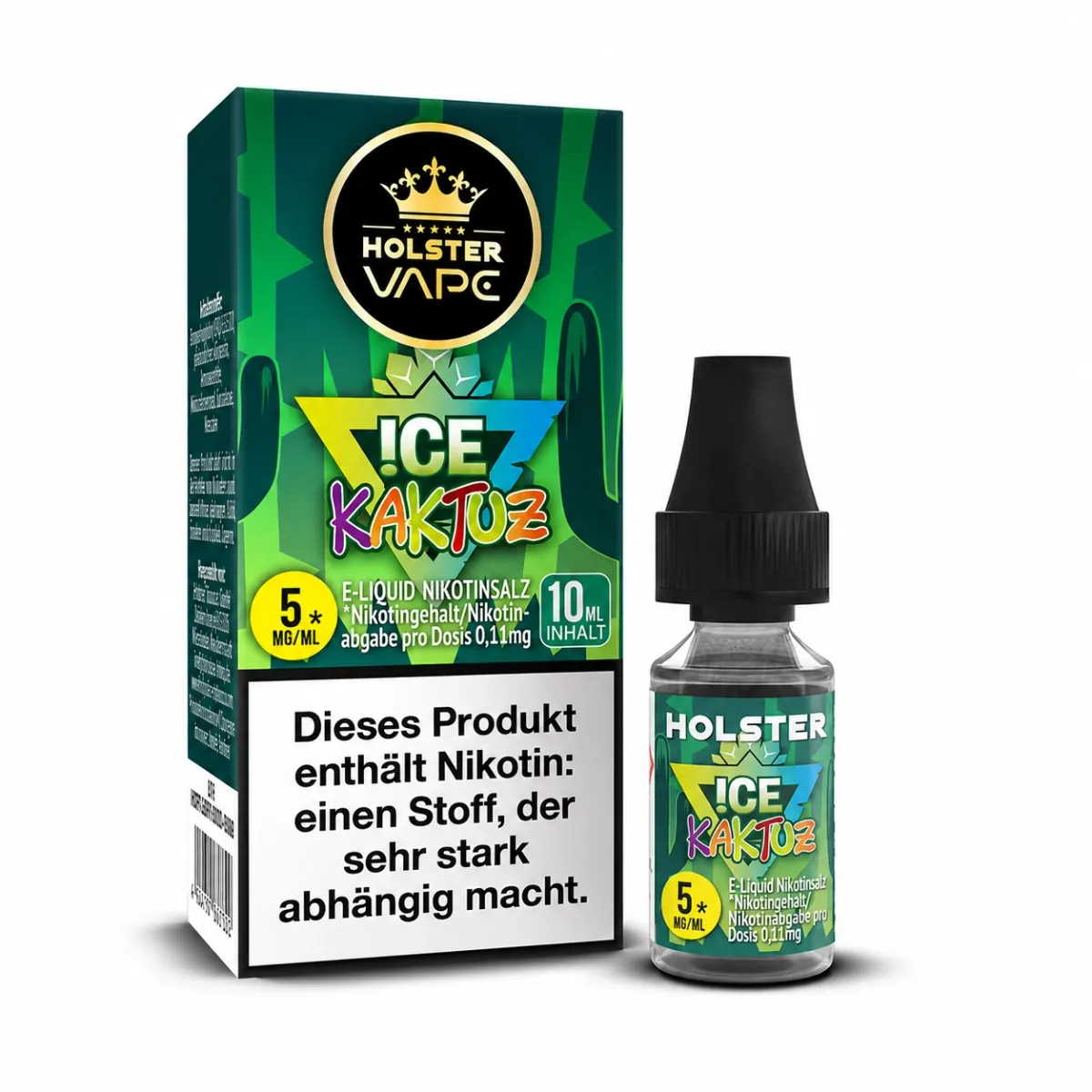 Holster - Nikotinsalzliquids - 10ml - Ice Kaktuz | Inhalt : 10ml | Nikotinsalz-Stärke : 5mg | Paketgröße : 1er Packung
