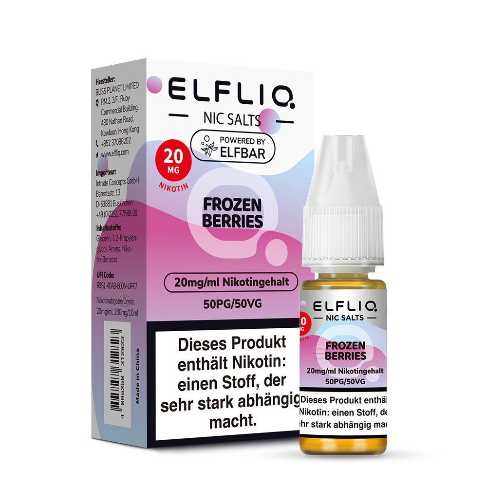 Elfbar - ElfLiq - 10ml - Frozen Berries | Nikotinsalz-Stärke : 20mg Elfbar - ElfLiq - 10ml - Frozen Berries | Nikotinsalz-Stärke : 20mg