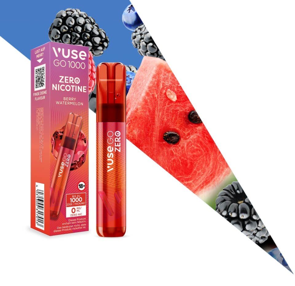 Vuse - Go 1000 - Einweg E-Zigarette - Berry Watermelon | Nikotinsalz-Stärke : 0mg