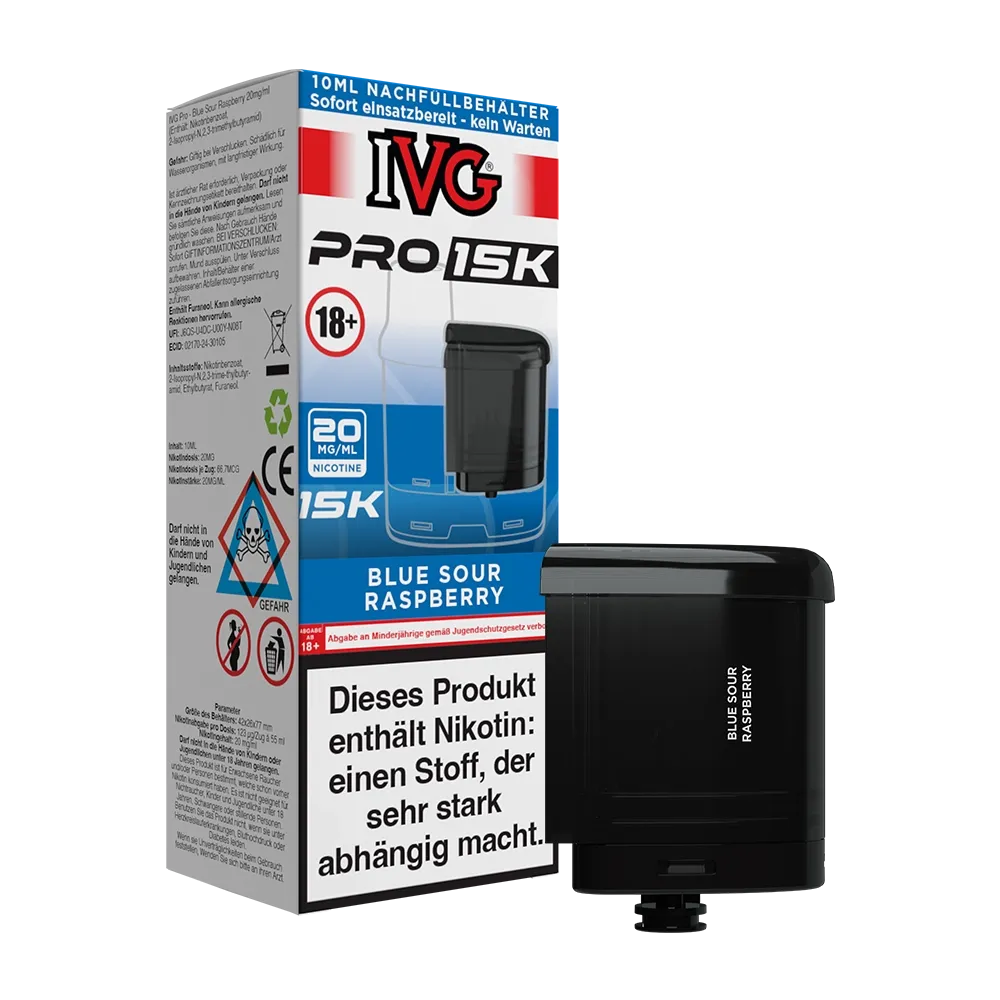 IVG - Pro 15K - 10ml Pod Nachfüllbehälter - Blue Sour Raspberry - 20mg IVG - Pro 15K - 10ml Pod Nachfüllbehälter - Blue Sour Raspberry - 20mg