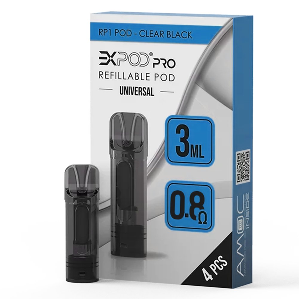 Expod Pro - RP2 Leerpod - 0.8 Ohm - Clear Black - 4 Stück