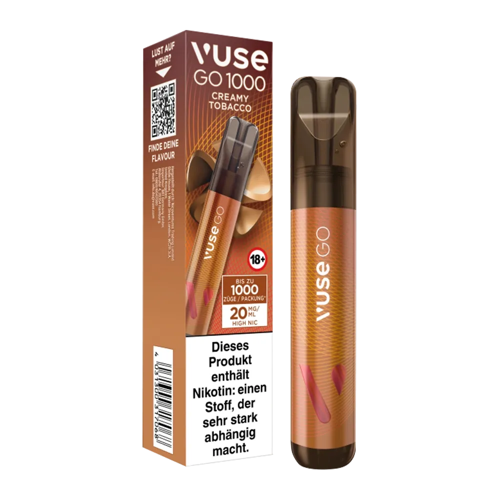 Vuse - Go 1000 - Einweg E-Zigarette - Creamy Tobacco | Nikotinsalz-Stärke : 20mg Vuse - Go 1000 - Einweg E-Zigarette - Creamy Tobacco | Nikotinsalz-Stärke : 20mg