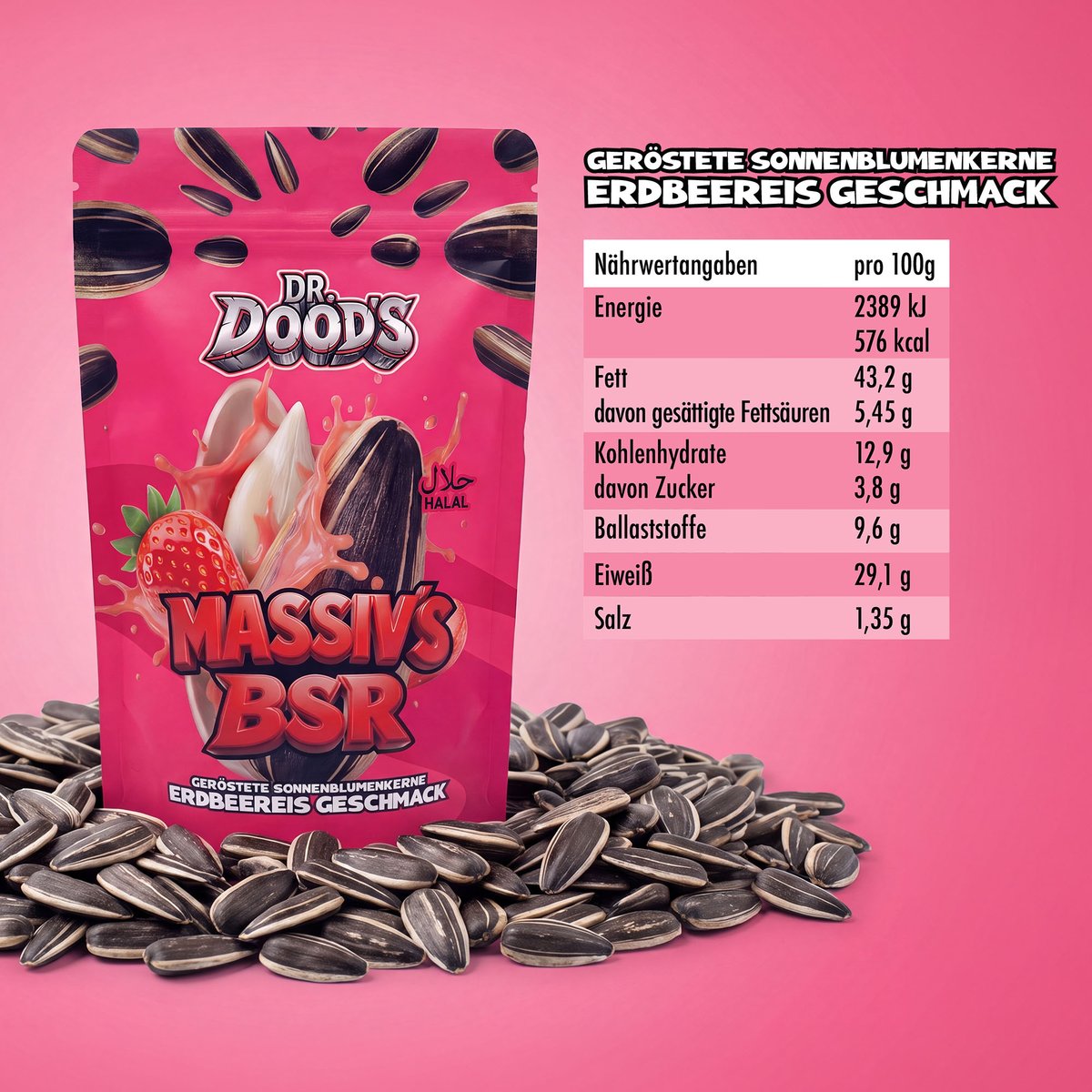 Dr. Doods Massiv`s BSR Sonnenblumenkerne Erdbeereis 100g Dr. Doods Massiv`s BSR Sonnenblumenkerne Erdbeereis 100g