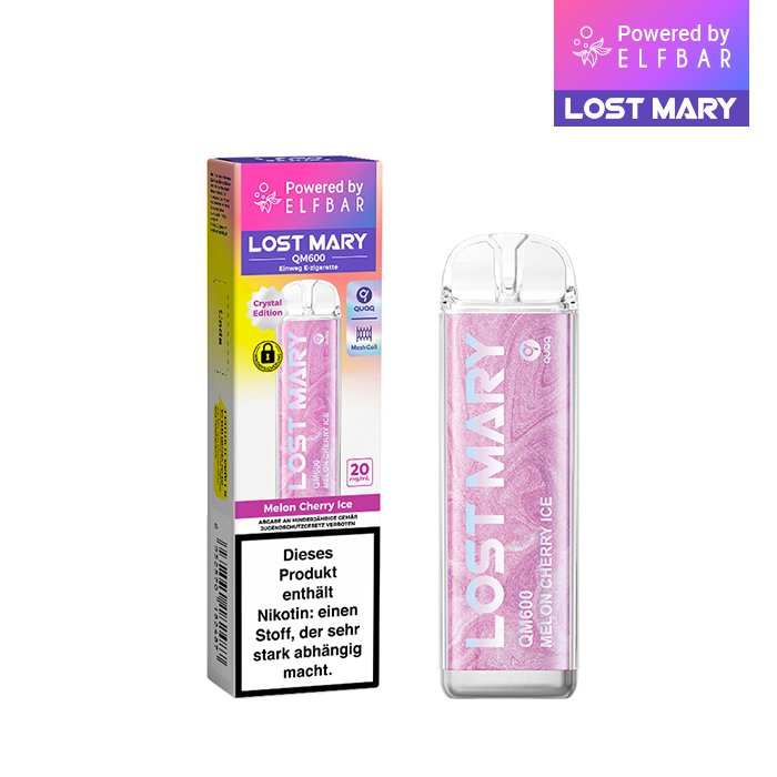 Lost Mary - QM600 - Einweg E-Zigarette - Melon Cherry Ice | Nikotinsalz-Stärke : 20mg | Paketgröße : 1er Packung
