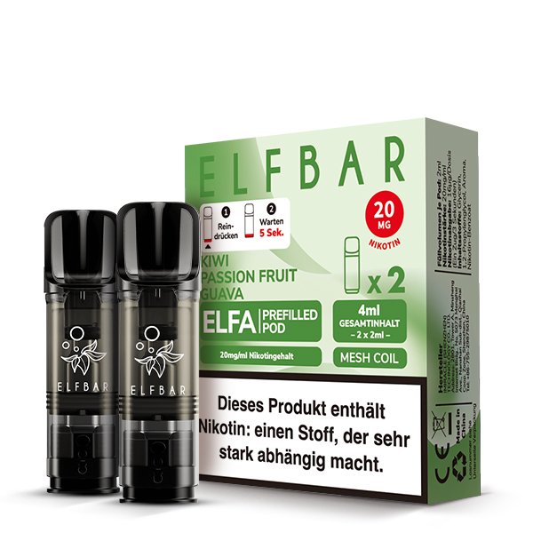 Elfbar - ELFA - Prefilled Pod - 2ml - 2er Pack - Kiwi Passion Fruit Guava