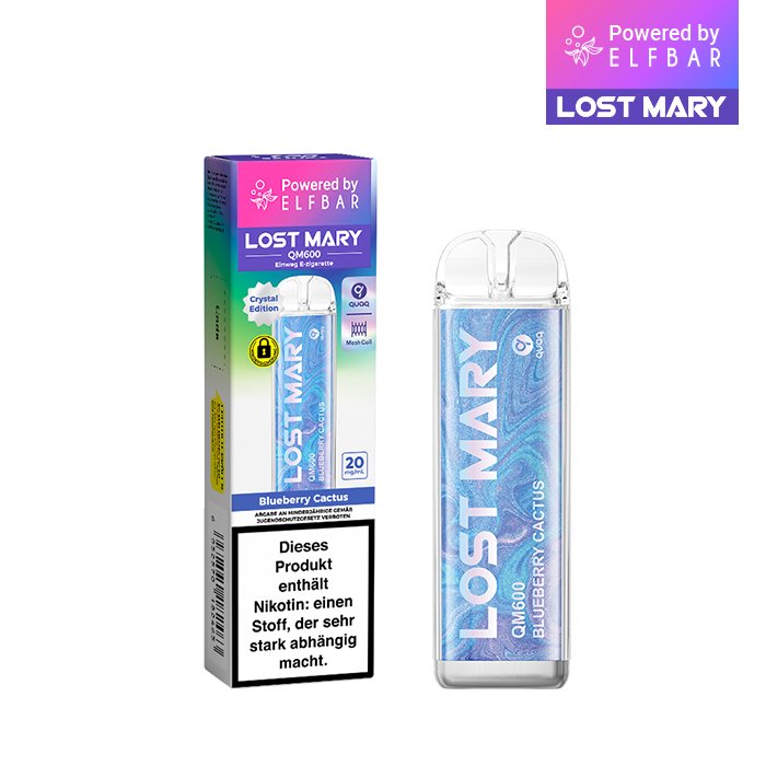Lost Mary - QM600 - Einweg E-Zigarette - Blueberry Cactus | Nikotinsalz-Stärke : 20mg | Paketgröße : 1er Packung