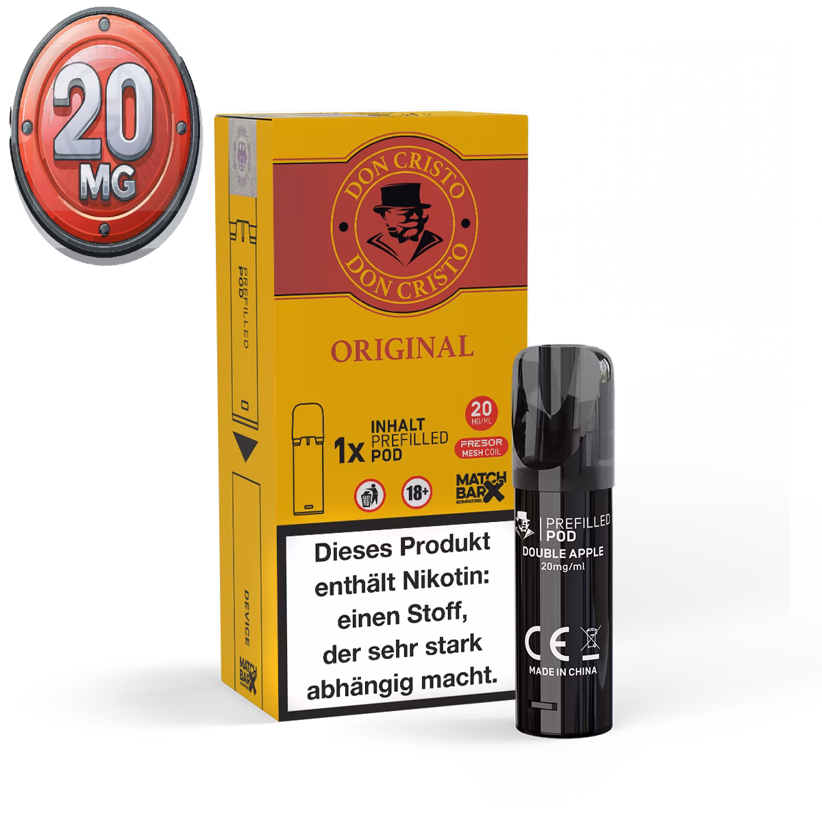Don Cristo ✴ Original ✴ 2ml ✴ 20mg ✴ Prefilled Pods - 1er Paket