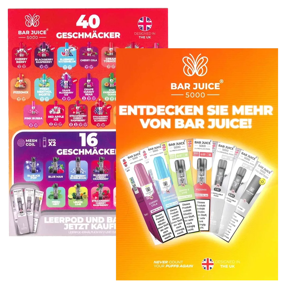 Bar Juice - Flyer - 210x300mm - 4/4-farbig - Prefilled Pods