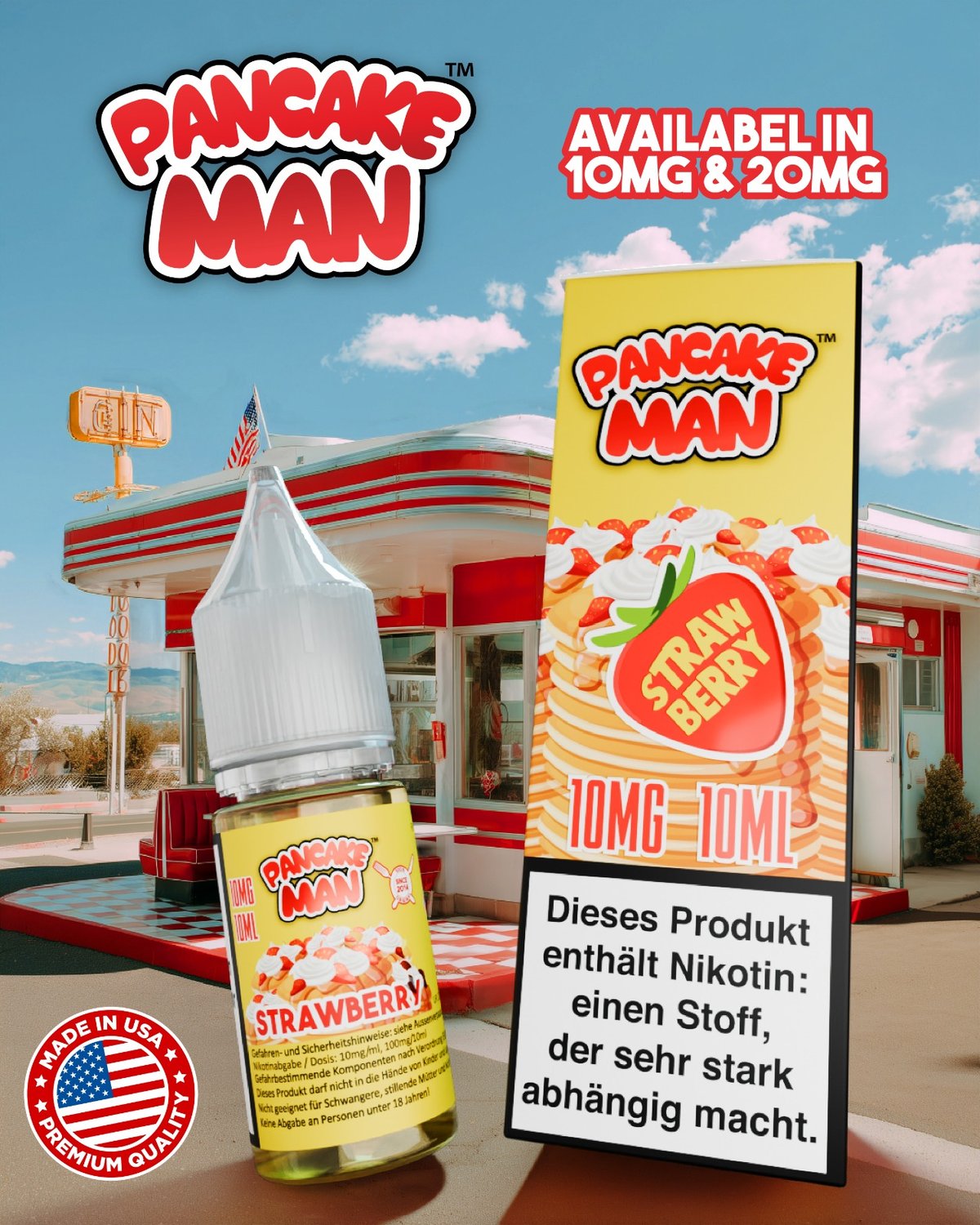 Pancake Man - Strawberry - Nikotinsalz-Liquids - 10ml - 20mg Pancake Man - Strawberry - Nikotinsalz-Liquids - 10ml - 20mg