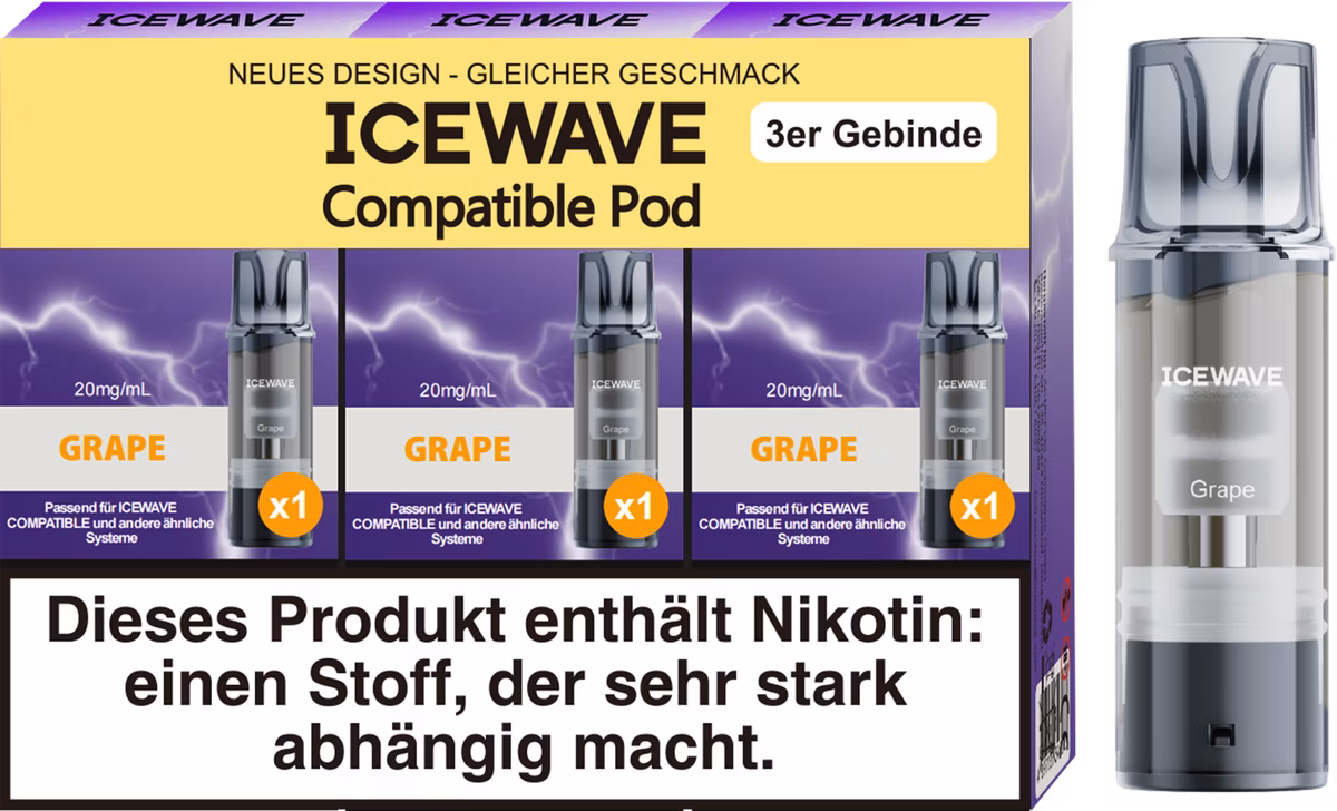 ICEWAVE - Prefilled Pod - 2ml - 3er Pack - Grape