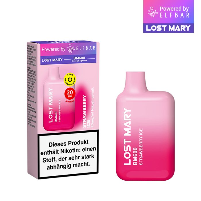 Lost Mary - BM600 - Einweg E-Zigarette - Strawberry Ice - 20mg - 1er Packung