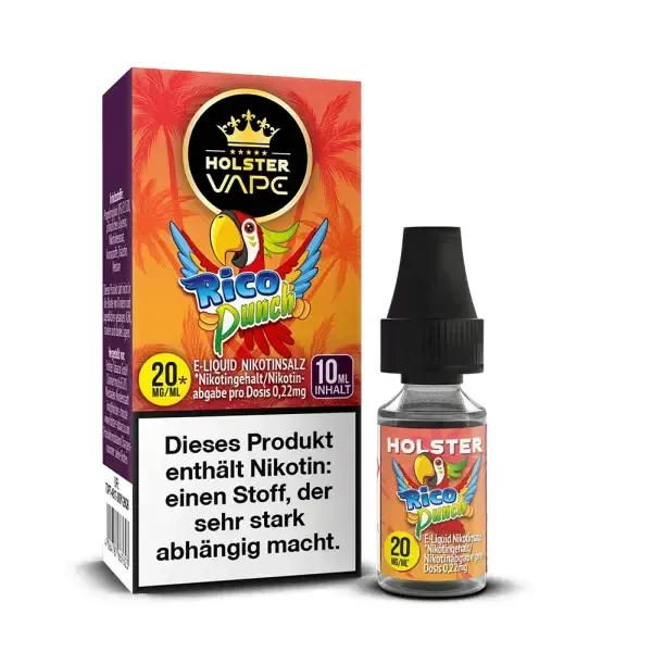 Holster - Nikotinsalzliquids - 10ml - Rico Punch | Inhalt : 10ml | Nikotinsalz-Stärke : 20mg | Paketgröße : 1er Packung Holster - Nikotinsalzliquids - 10ml - Rico Punch | Inhalt : 10ml | Nikotinsalz-Stärke : 20mg | Paketgröße : 1er Packung