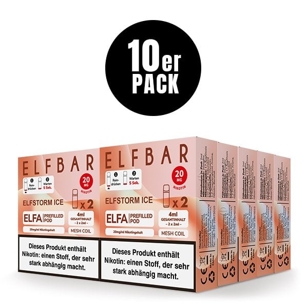 Elfbar - ELFA - Prefilled Pod - (VE= 10 Stück) Displaykarton - Elfstorm | Nikotinsalz-Stärke : 20mg