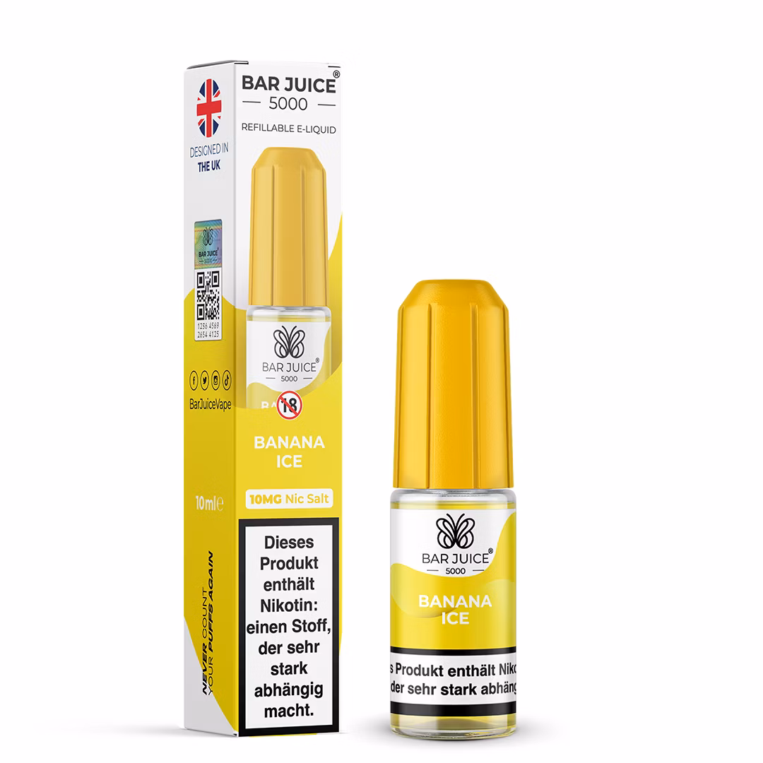 Bar Juice - 5000 - Banana Ice | Inhalt : 10ml | Nikotinsalz-Stärke : 10mg | Paketgröße : 1er Packung Bar Juice - 5000 - Banana Ice | Inhalt : 10ml | Nikotinsalz-Stärke : 10mg | Paketgröße : 1er Packung