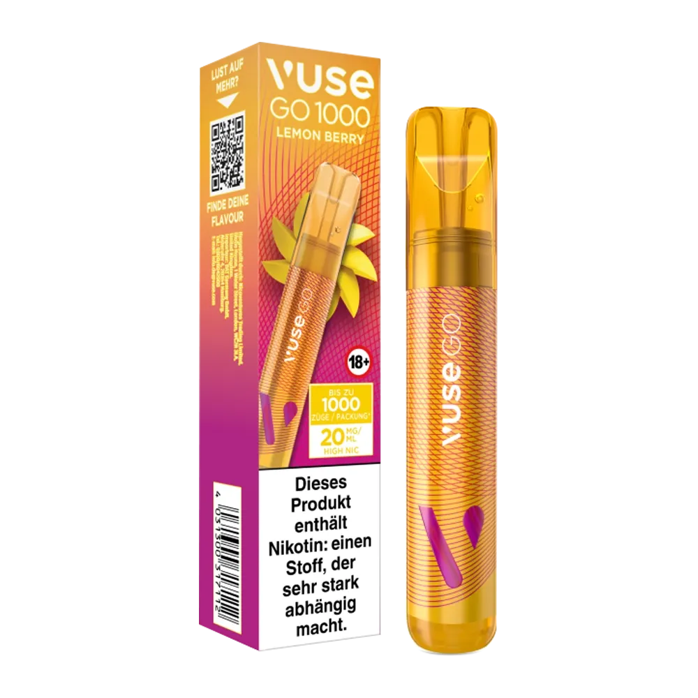 Vuse - Go 1000 - Einweg E-Zigarette - Lemon Berry | Nikotinsalz-Stärke : 20mg Vuse - Go 1000 - Einweg E-Zigarette - Lemon Berry | Nikotinsalz-Stärke : 20mg