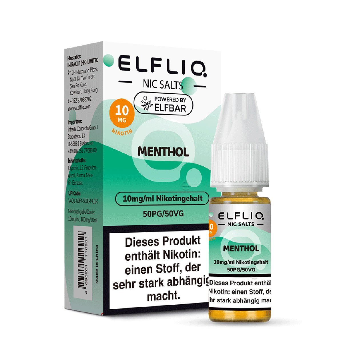 Elfbar - ElfLiq - 10ml - Menthol | Nikotinsalz-Stärke : 10mg