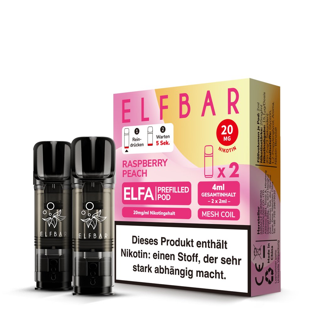 Elfbar - ELFA - Prefilled Pod - 2ml - 2er Pack - Raspberry Peach