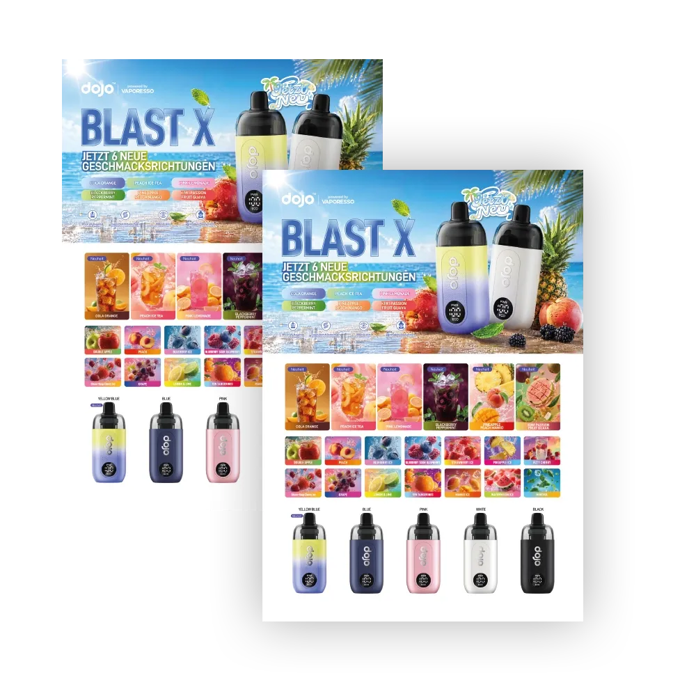 Vaporesso - Dojo Blast X - Summer Edition 2026 - A6 Flyer - 4/4 farbig