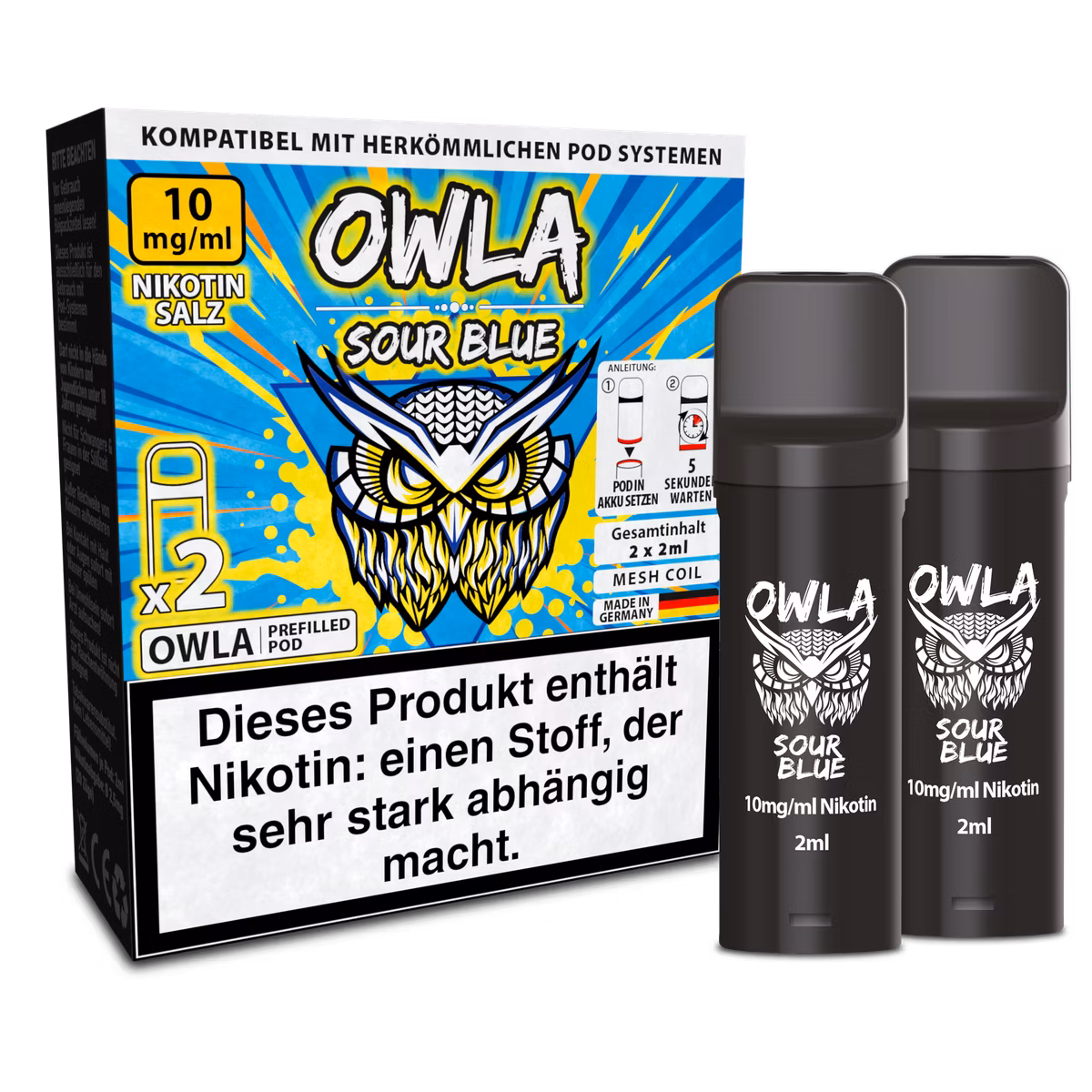 OWLA - Prefilled Pods - Sour Blue | Nikotinsalz-Stärke : 10mg | Paketgröße : 1er Packung OWLA - Prefilled Pods - Sour Blue | Nikotinsalz-Stärke : 10mg | Paketgröße : 1er Packung