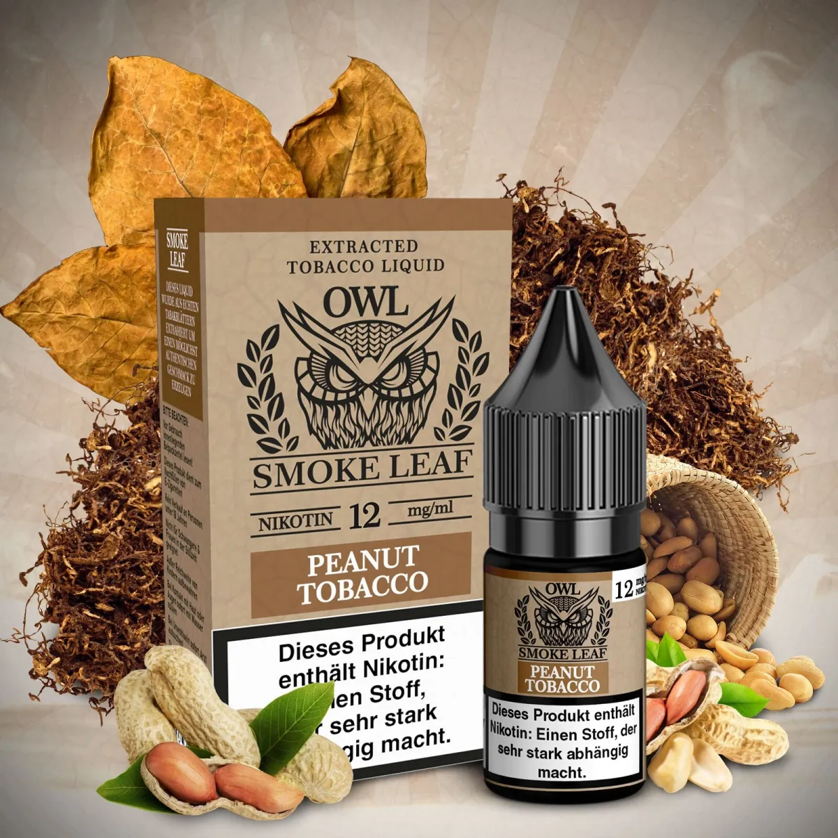 OWL Smoke Leaf Nikotin-Liquid Peanut Tobacco 10ml 12mg