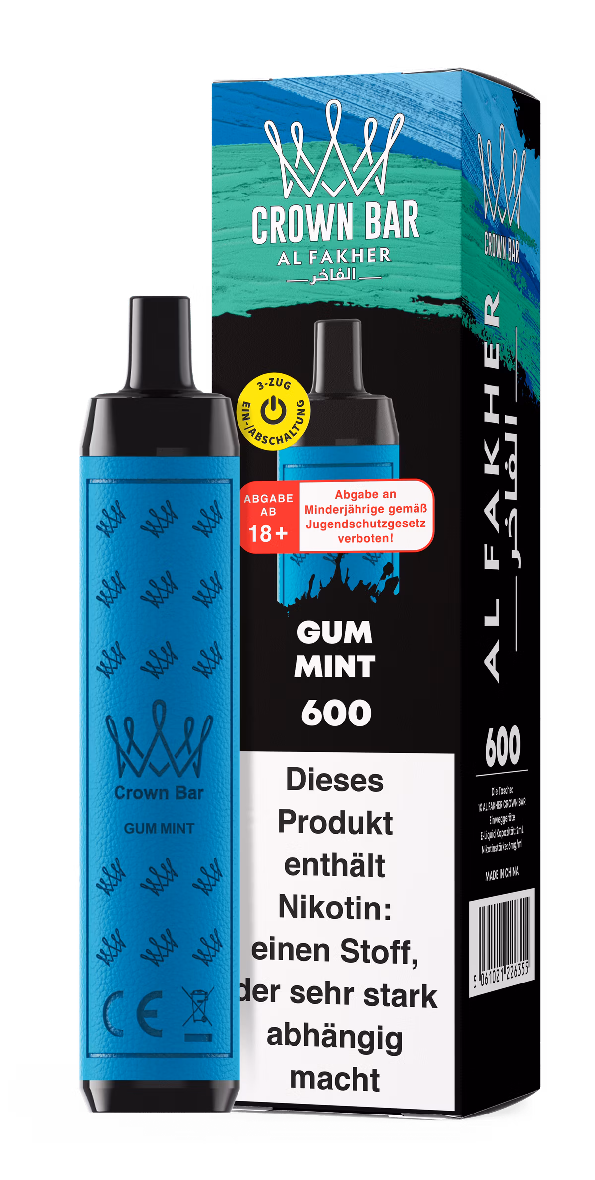 Al Fakher - Crown Bar - Einweg E-Zigarette - 2ml - 20mg - CP - Gum Mint