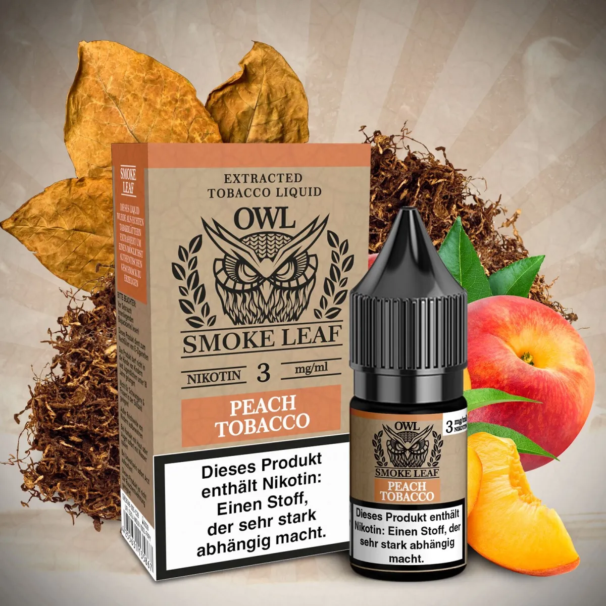 OWL Smoke Leaf Nikotin-Liquid Peach Tobacco 10ml 3mg