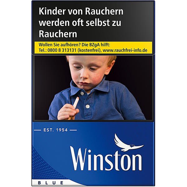 Winston - Blue - L 20 Stk. - TT B2B cigarette, child, warning label, packaging, blue box
