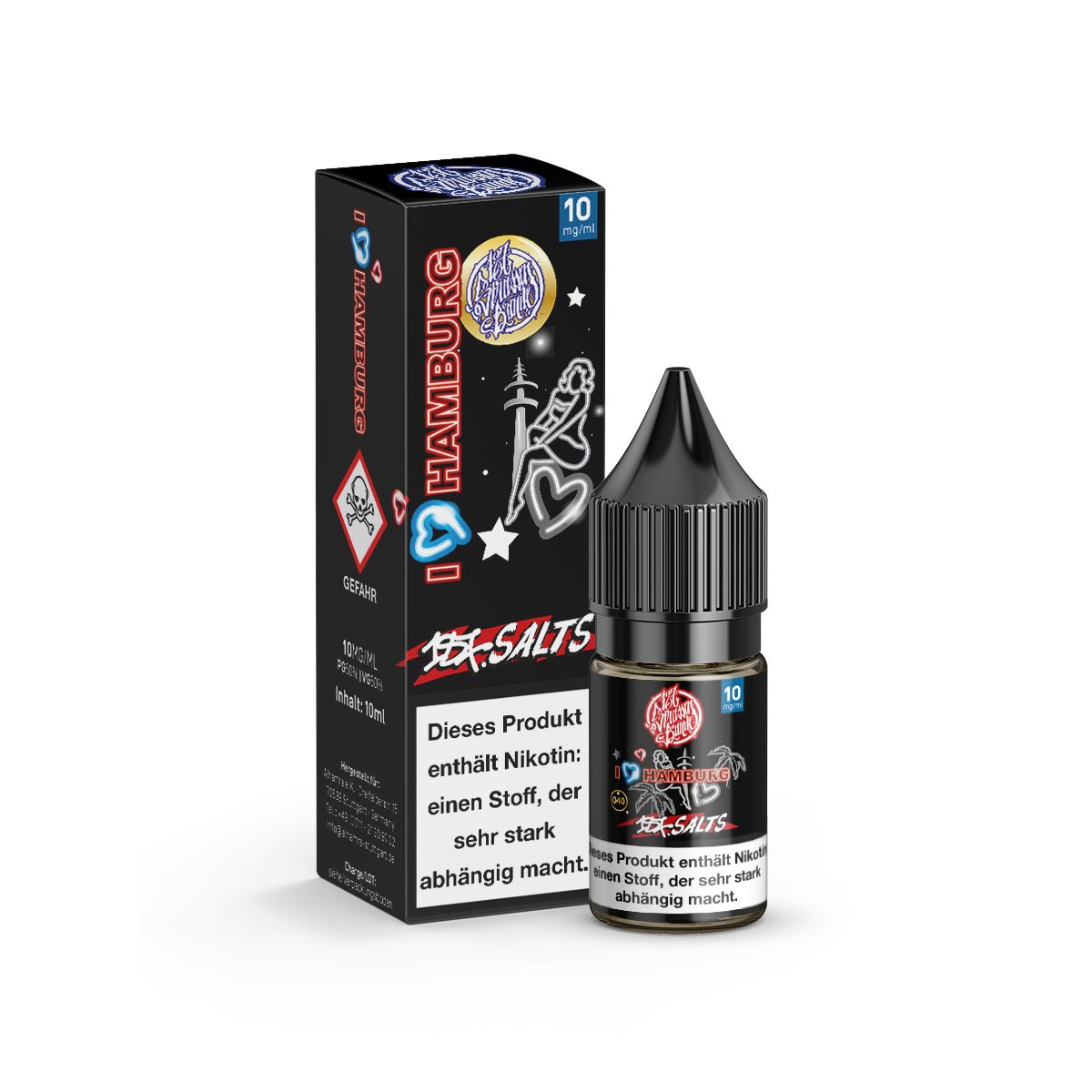 187 Straßenbande - Nikotinsalz-Liquids - 10ml - I Love Hamburg | Nikotinsalz-Stärke : 10mg | Paketgröße : 1er Packung