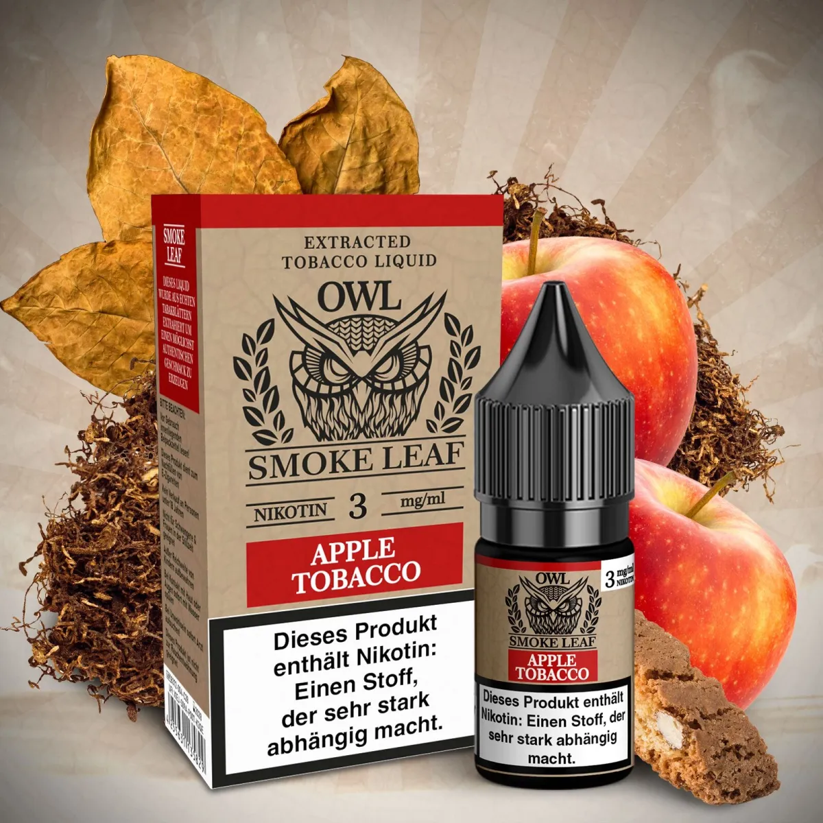 OWL Smoke Leaf Nikotin-Liquid Apple Tobacco 10ml 3mg