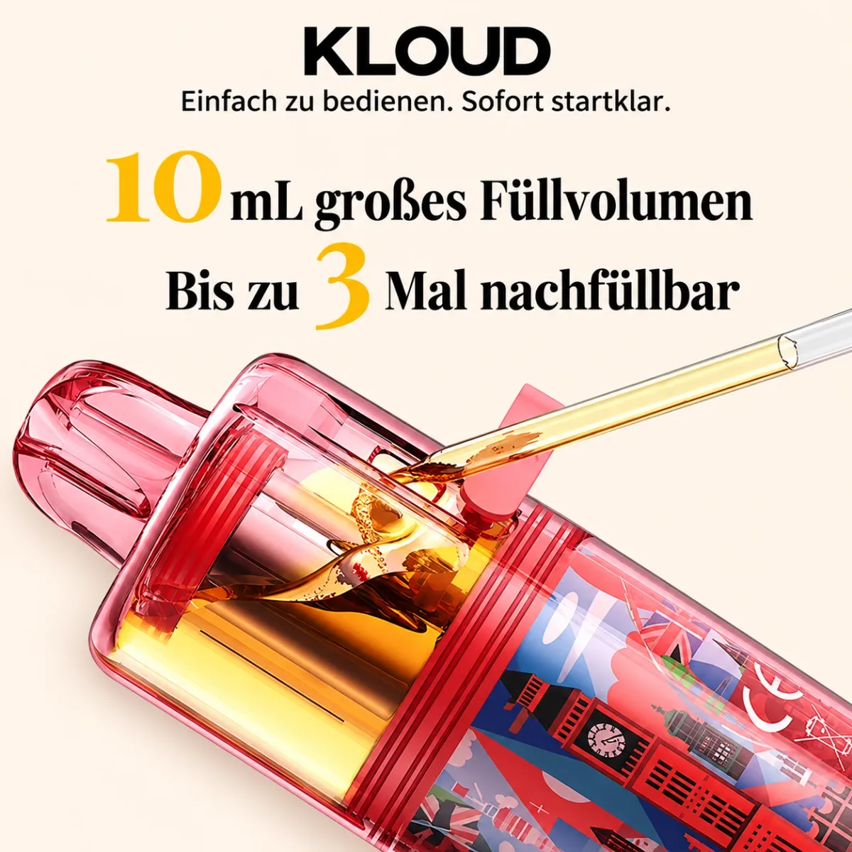 Geekvape - Kloud - Einweg E-Zigarette - 10ml - Urban Black