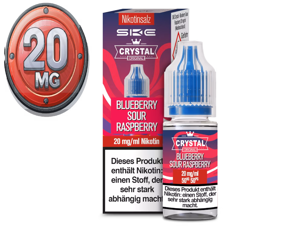 SKE - Crystal Liquid - Blueberry Sour Raspberry - Nikotinsalz Liquid - 10ml - 20mg