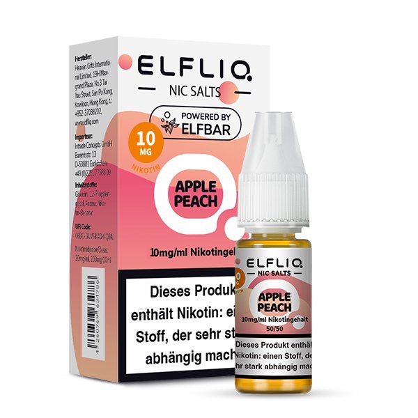 Elfbar - ElfLiq - 10ml - Apple Peach | Nikotinsalz-Stärke : 10mg