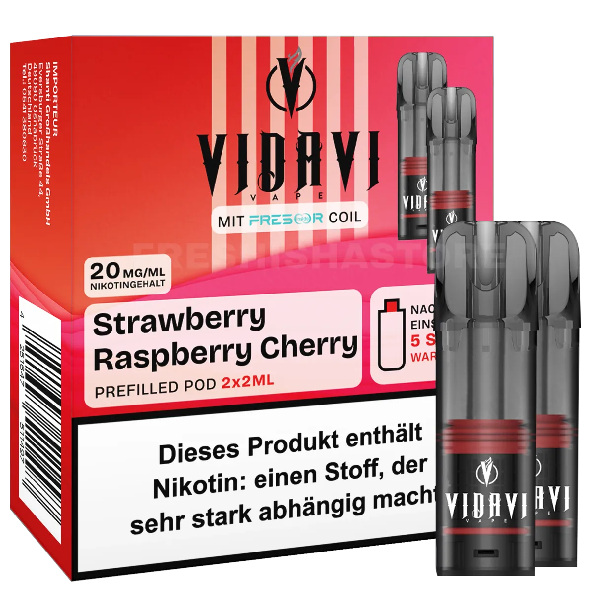 VIDAVI - Prefilled Pod - 2ml - 2er Pack - Strawberry Raspberry Cherry