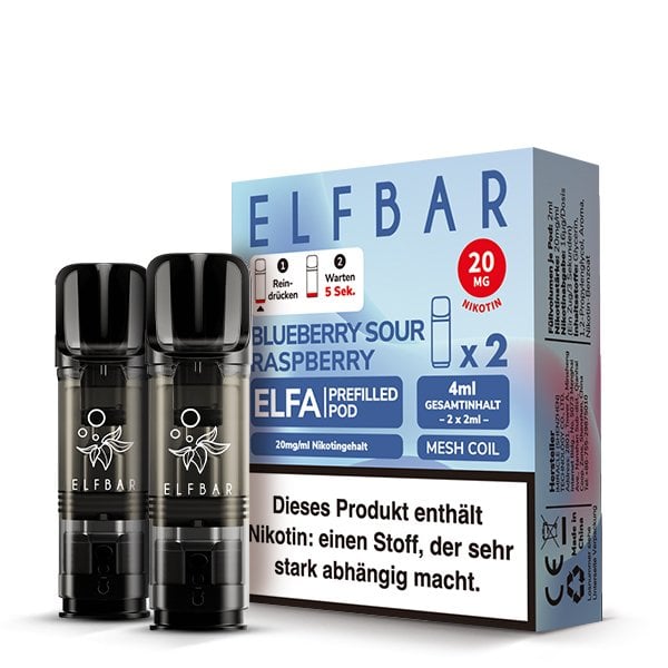 Elfbar - ELFA - Prefilled Pod - 2ml - 2er Pack - Blueberry Sour Raspberry