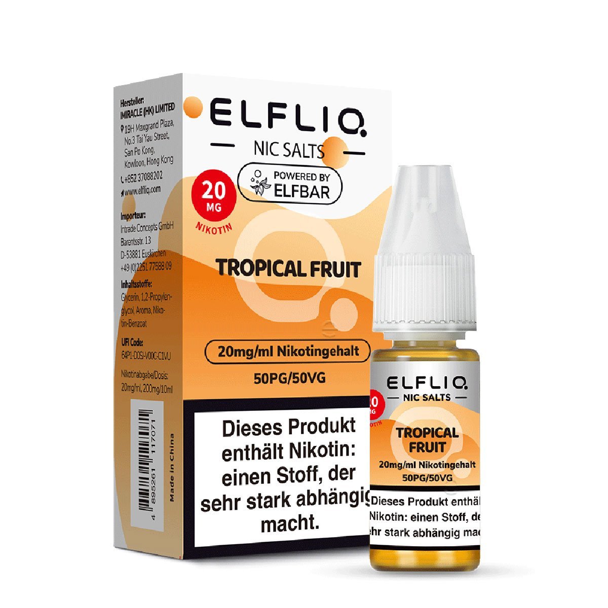 Elfbar - ElfLiq - 10ml - Tropical Fruit | Nikotinsalz-Stärke : 20mg