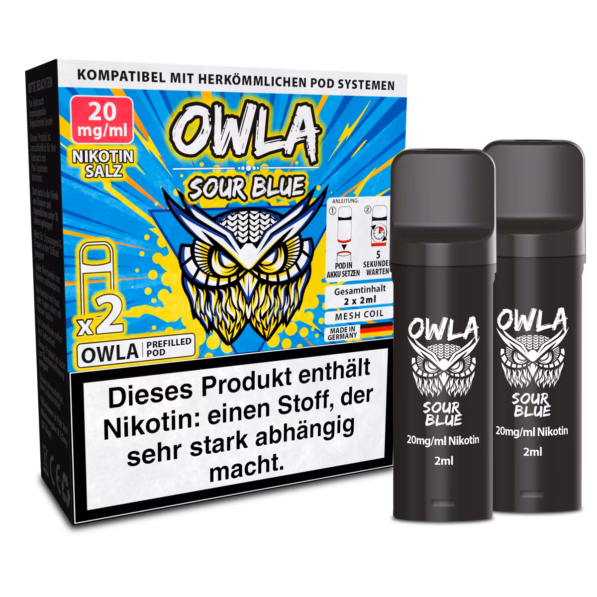 OWLA - Prefilled Pods - Sour Blue | Nikotinsalz-Stärke : 20mg | Paketgröße : 1er Packung OWLA - Prefilled Pods - Sour Blue | Nikotinsalz-Stärke : 20mg | Paketgröße : 1er Packung