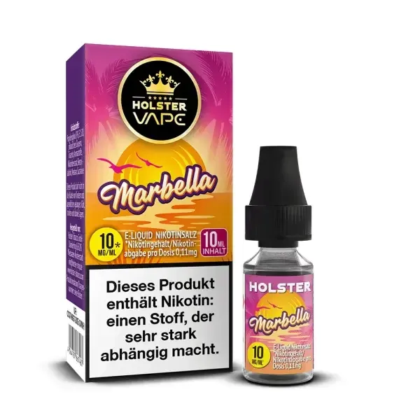 Holster - Nikotinsalzliquids - 10ml - Marbella | Inhalt : 10ml | Nikotinsalz-Stärke : 5mg | Paketgröße : 1er Packung