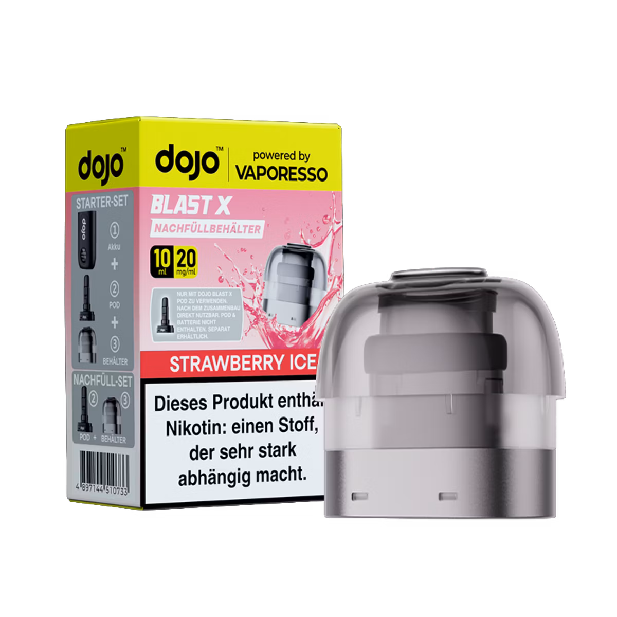 Vaporesso - Dojo Blast X - 10ml Pod Nachfüllbehälter - Strawberry Ice - 20mg