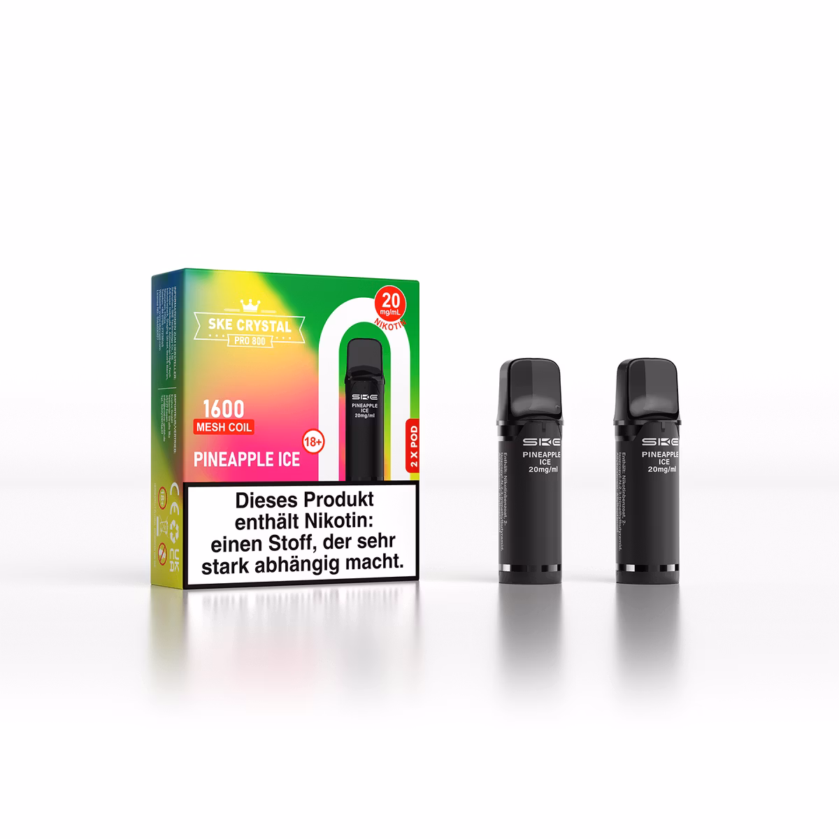 SKE - Crystal 800 Pro - Prefilled Pod - 20mg - 2er Paket - Pineapple Ice