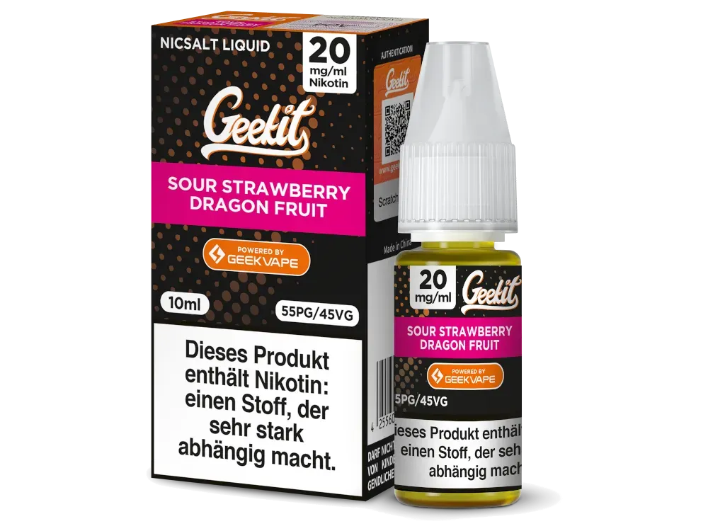 GeekVape - Geekit - Nikotinsalz Liquid - Sour Strawberry Dragon Fruit | Inhalt : 10ml | Nikotinsalz-Stärke : 20mg | Paketgröße : 1er Packung GeekVape - Geekit - Nikotinsalz Liquid - Sour Strawberry Dragon Fruit | Inhalt : 10ml | Nikotinsalz-Stärke : 20mg | Paketgröße : 1er Packung